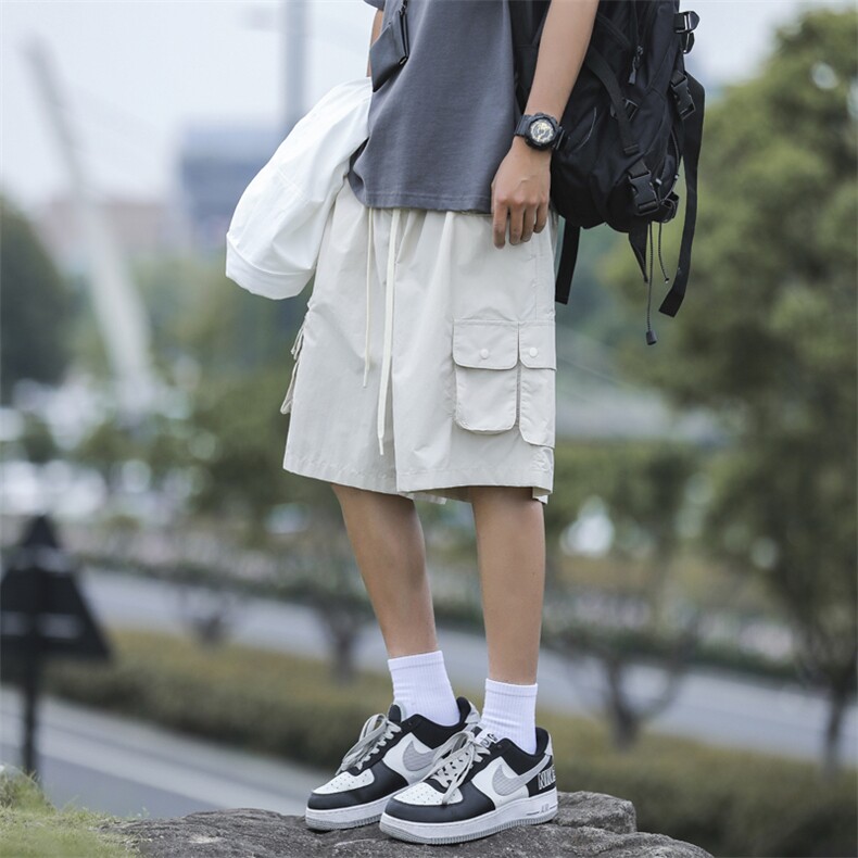夏季复古百搭机能工装五分裤男多口袋直筒休闲短裤现货K8075-P45,男装牛仔裤,星座512-3