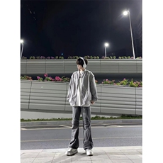 美式高街时尚牛仔裤男黄泥做旧水洗工装直筒拉链开叉裤KZH20-P55，男装牛仔裤，星座1007（原301D）