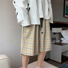 短裤男休闲薄款夏季韩版潮牌格子五分裤ins潮流宽松复古D67-P28图片