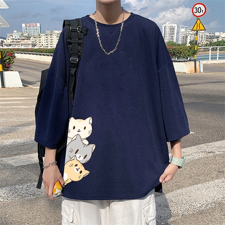Q11164-P30春夏季七分袖t恤男大码五分袖男短袖中袖,男装T恤,电商A040