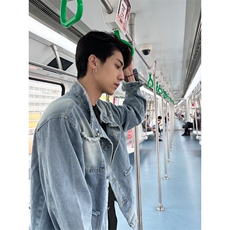 痞帅小众设计感毛边牛仔外套男水洗渐变复古宽松夹克JK8330，男装夹克，星座1116A（原606A-3）
