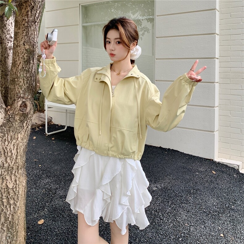 [现货新款]浅黄色休闲短外套女宽松春秋上衣2C353--723#P165K268,女装短外套,2C353