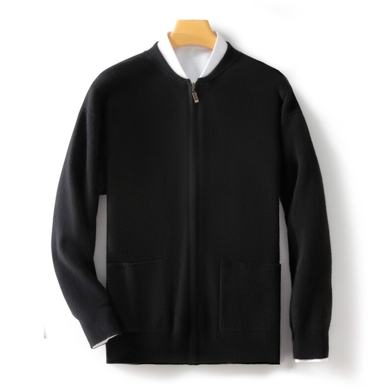 2024年秋冬季澳洲羊毛厚款两兜开衫，男装羊毛衫，忠诺羊绒