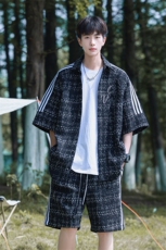 小香风印花织带短衬DCS9018P45短裤DK8797P40套装DTZ9028P85，男装牛仔裤，星座227-7