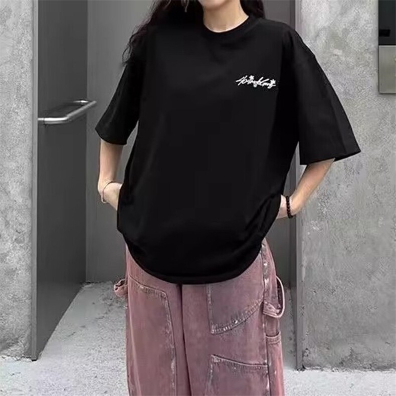 万针全刺绣工艺抖音得物高品质260克重磅纯棉双纱美式高街短袖T恤,男装T恤,电商A486