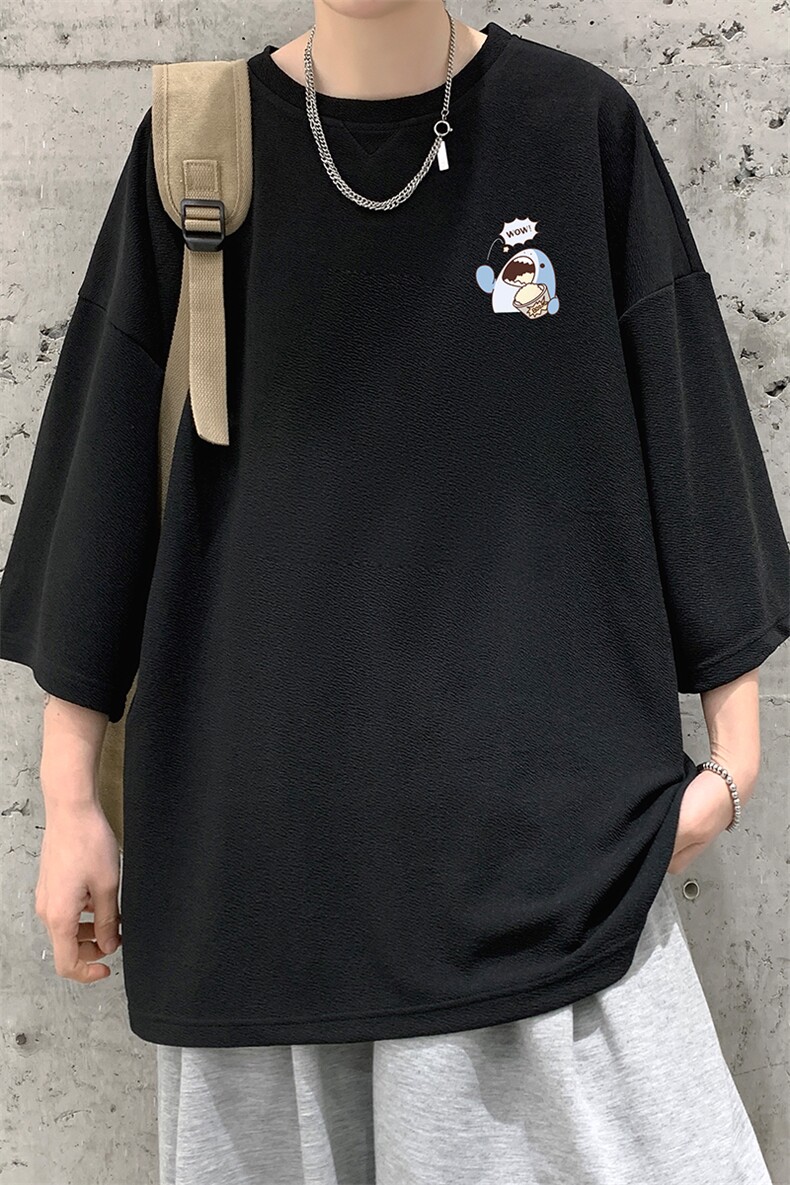 Q11239-P30春夏季七分袖t恤男大码五分袖男短袖中袖大皂风,男装T恤,电商A040