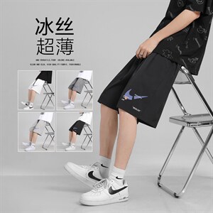 运动风2022短裤男夏季薄款潮牌五分冰丝休闲裤  DK01-特批25图片