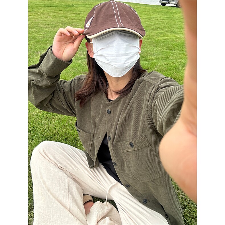 优优库平替灯芯绒衬衫秋冬款休闲宽松圆领长袖衬衣CS331-P35,男装衬衫,星座301C-5