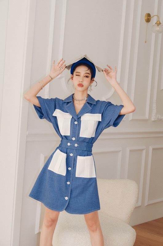 蓝天白云连衣裙，女装连衣裙，SHALLGAR