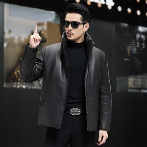 秋冬新款男士真皮羽绒服男面包服立领夹克加厚保暖P660图片