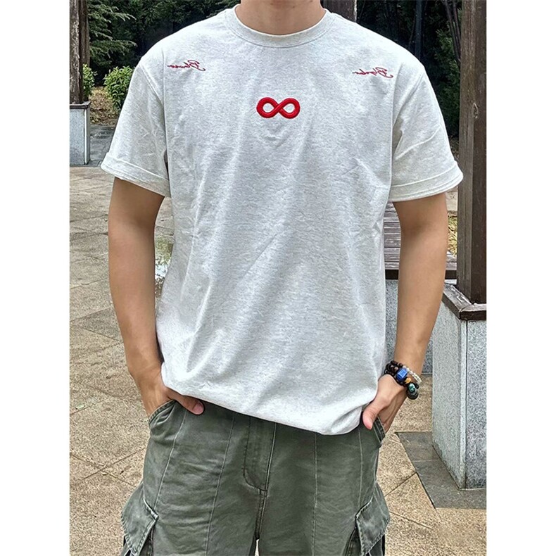 万针全刺绣解构设计260克重磅双纱纯棉高品质美式高街短袖T恤特35,男装T恤,电商A486
