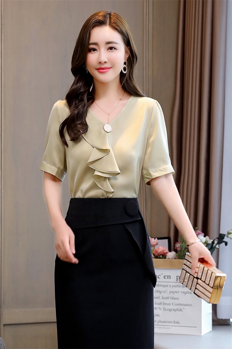 高级感职业女2022年夏季新款时尚气质女神范包臀连衣裙,女装衬衫,时尚俏佳人