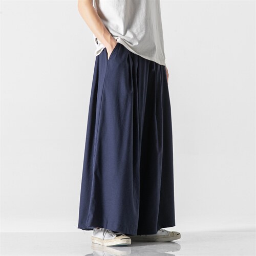 夏季 大码风棉麻亚麻直筒阔腿裤中性汉服宽松休闲 K145/P75图片