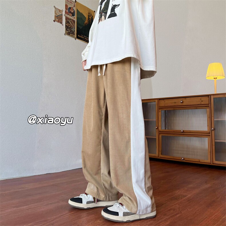 XZ616秋季新款宽松百搭拼接灯芯绒拖地休闲裤TY402P55控68,男装休闲裤,星座512A（原616）