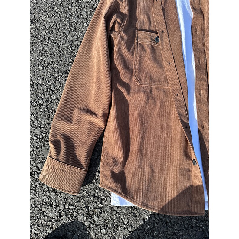 优优库平替灯芯绒衬衫秋冬款休闲宽松圆领长袖衬衣CS331-P35,男装衬衫,星座301C-5