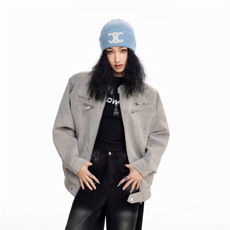 JK02-P70高级感短款机能外套男士2025秋季宽松立领夹克韩系，男装夹克，电商B323A