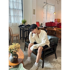 【有货】cleanfit半拉链华夫格卫衣男款圆领长袖t恤W007LL-特P38，男装卫衣，星座1007（原301D）
