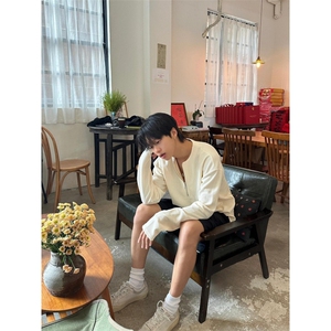 【有货】cleanfit半拉链华夫格卫衣男款圆领长袖t恤W007LL-特P38图片