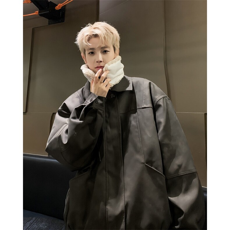 美式复古皮毛一体羊羔毛外套潮牌欧美街头棉服男款冬季hiphop棉衣,男装棉衣,星座410-6（原星座1304-1）