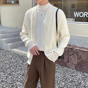 韩版针织开衫男春秋薄款纯色基本款休闲拉链毛衣外套男轻熟风 B15图片