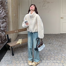 新品大货皮毛一体外套8158-P195控288，女装毛呢外套，2C196