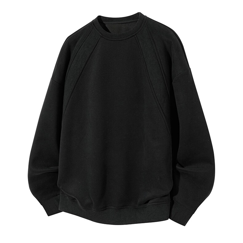 抖音得物高品质二开25秋冬美式高街重磅结构螺纹拼接圆领卫衣X095，男装卫衣，电商A486