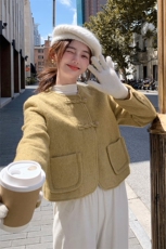 小香风短外套女2025秋季新款白色芥末绿外套披风女8837p145k208，女装短外套，2D143