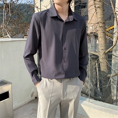 长袖衬衫男春秋韩版潮流纯色衬衣男士修身大码上班职业装寸衫外套，男装衬衫，星座505-2（原电商A260-1)