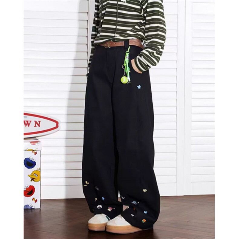 男秋季新款2025个性字母牛仔裤嘻哈ins潮高街痞帅长裤KH8072，男装牛仔裤，星座1116A（原606A-3）