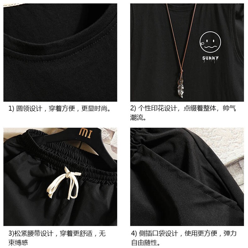 TB36072-P35纯汗背心套装男士大码汗衫短裤两件套砖墙挂拍,男装T恤,电商A040A