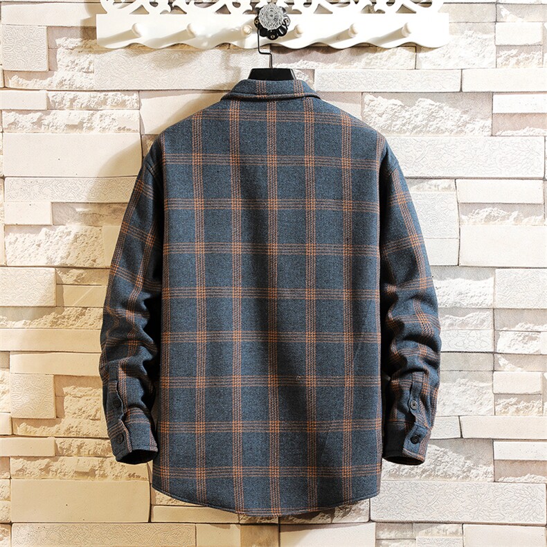 2019冬季新日系砖墙加绒加厚格子衬衫潮男大码保暖C5081-P60,男装衬衫,电商A001
