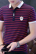 款8029男士短袖T恤潮牌男装条纹翻领polo衫修身潮流半袖，男装T恤，电商D310（原电商305）