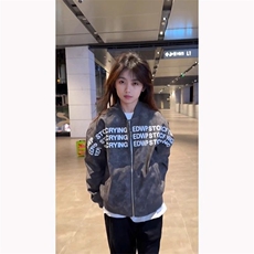 美式复古hiphop字母印花外套春秋高级感痞帅飞行夹克百搭棒球服女，男装夹克，星座1210-1