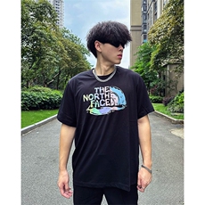抖音得物210克现货宽松纯棉美式潮牌印花落肩袖纯棉T恤AT21133，男装T恤，电商A443