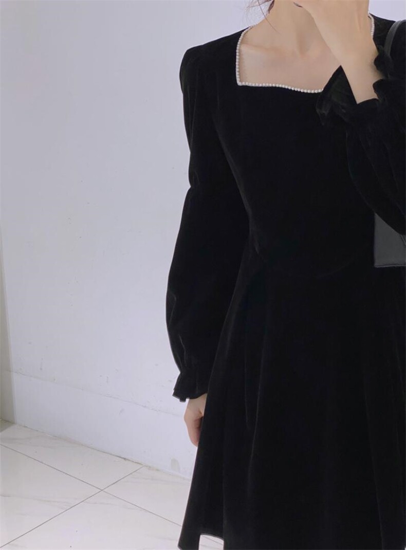 钉珠丝绒短裙，其它，驿谷