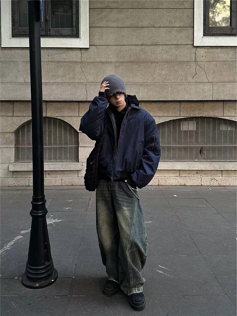 网图美式复古飞行员夹克外套男cleanfit廓形棒球服JKT120-特P53,男装夹克,星座1007（原301D）