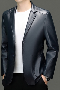 新款男士春秋季新款西装领机车服商务休闲皮衣夹克外套男装图片