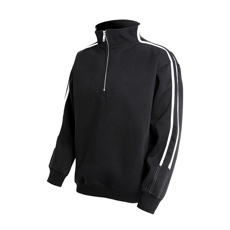 秋季380克全棉宽松条纹拉链套头卫衣立领POLO衫外套AH914-P42，男装Polo衫，四季星座610B