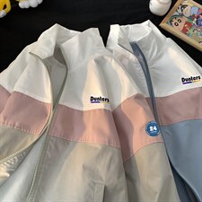 暖光平铺秋季百搭宽松拼色立领夹克情侣外套女JK6841P65控78，男装夹克，电商A268