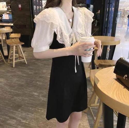 淑女风蕾丝花边连衣裙，女装连衣裙，DD+(4F)