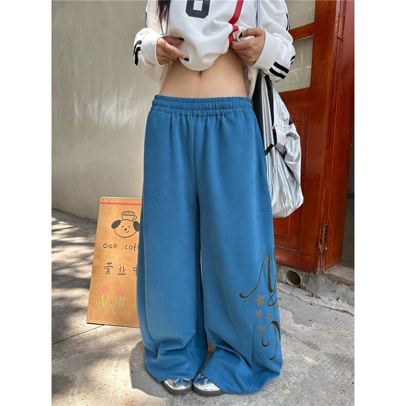 有货运动卫裤女宽松阔腿裤爵士舞休闲裤子拖地美式K5329-P50,男装休闲裤,星座910B