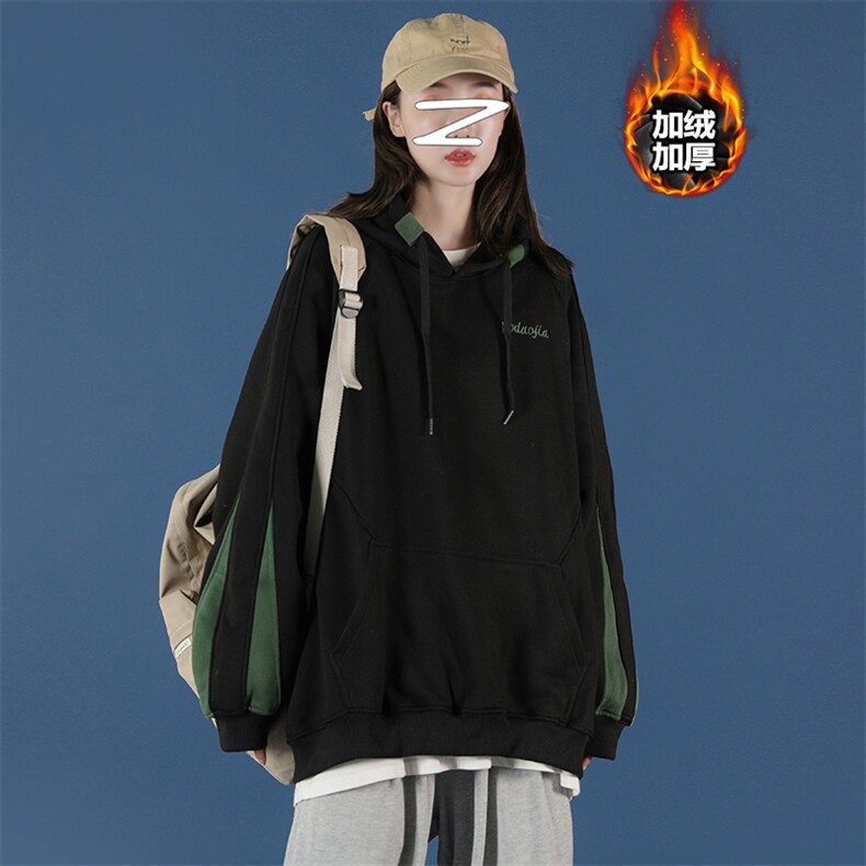 2021冬季新款蒙马特日系大码男加绒加厚连帽远动休闲卫衣W652-P55,男装卫衣,电商A001