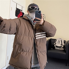 抖音品质冬季情侣百搭棉服潮流条纹印花外套MY23407特批70控118，男装棉衣，星座605(原A050)