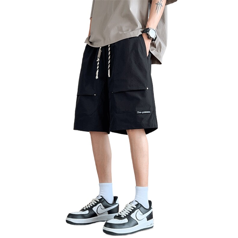 男短裤夏季直筒抽绳宽松五分裤休闲潮牌日系工装男中裤Z9968-P35,男装牛仔裤,星座610（原A335）