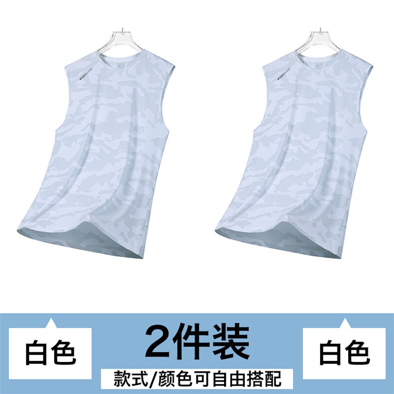 夏季薄款冰丝无袖T恤男透气圆领轻薄运动速干背心8907-P17图片