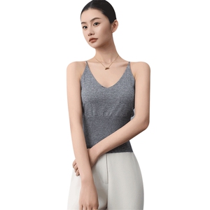 新款羊毛女马甲V领无袖背心短款针织衫图片