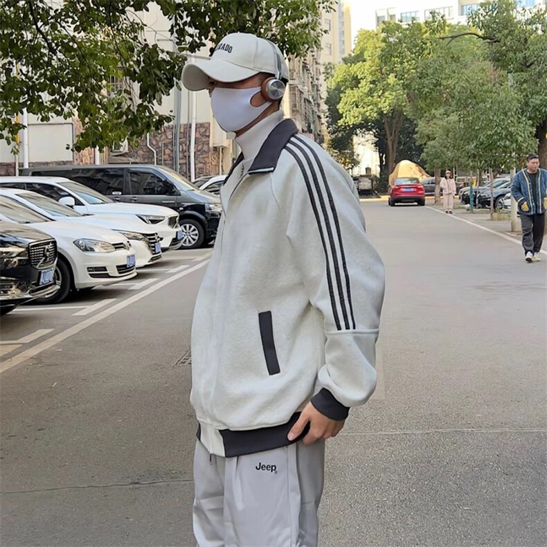 抖音得物高品质26春装美式高街重磅结构拼接织带立领卫衣外套CM42,女装短外套,电商A486