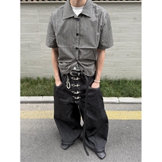 WE1951-P52丹宁原牛飞机扣baggy廓形弯刀牛仔裤，男装牛仔裤，电商B323A