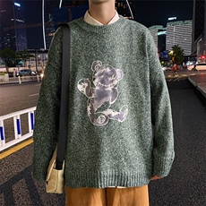 ！2023秋冬男士卡通熊印花圆领毛衣百搭保暖针织衫M212P45，男装针织衫/毛衣，电商B220