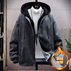 2025年秋季新款男加绒加厚皮夹克假两件雪花绒感-加厚9216-P85，男装夹克，星座1105-2